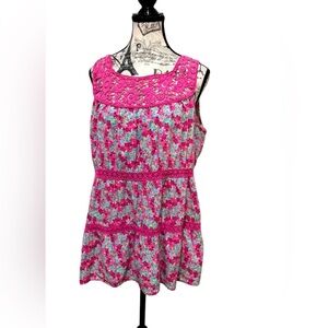 Bandolino Pink Crochet laced Boho Stylish Cottagecore Floral top size M